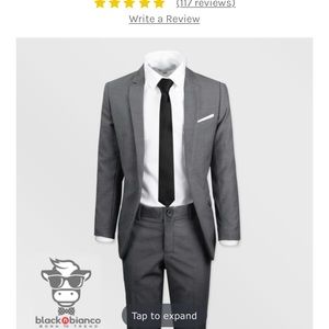 Boys' Slim Fit Suit in Dark Grey - Size 7